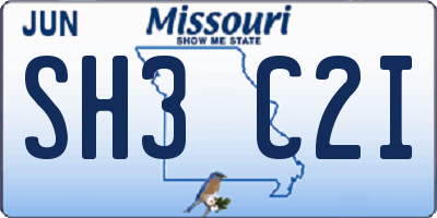 MO license plate SH3C2I