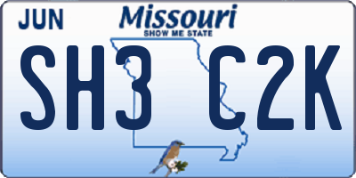MO license plate SH3C2K