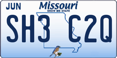 MO license plate SH3C2Q