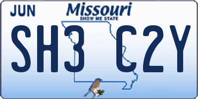 MO license plate SH3C2Y