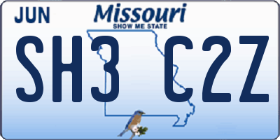 MO license plate SH3C2Z