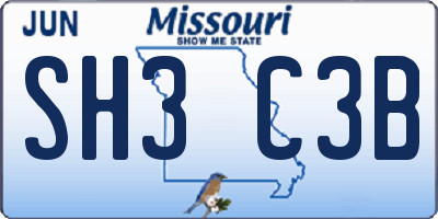MO license plate SH3C3B