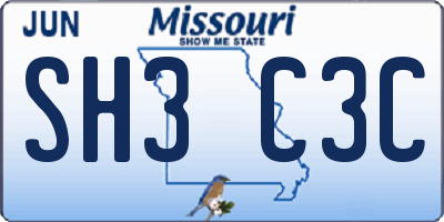 MO license plate SH3C3C
