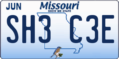 MO license plate SH3C3E