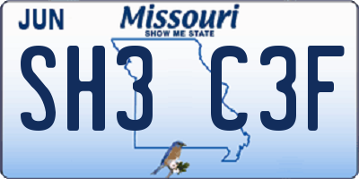 MO license plate SH3C3F