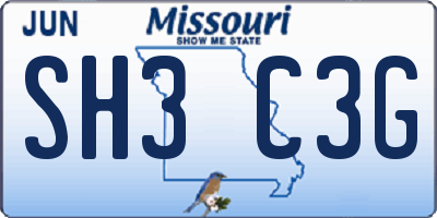 MO license plate SH3C3G