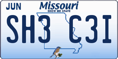 MO license plate SH3C3I
