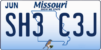 MO license plate SH3C3J