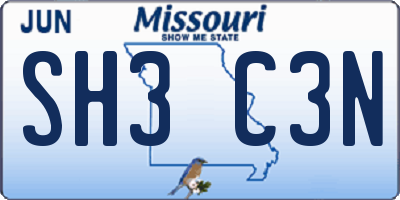 MO license plate SH3C3N