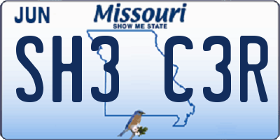 MO license plate SH3C3R