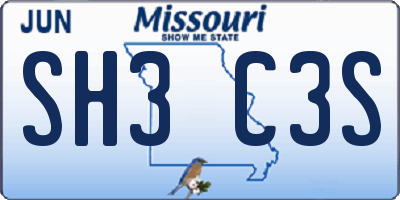 MO license plate SH3C3S