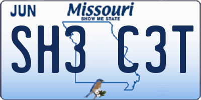 MO license plate SH3C3T