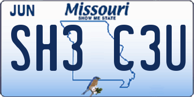 MO license plate SH3C3U