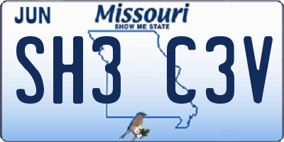 MO license plate SH3C3V