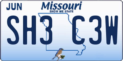 MO license plate SH3C3W