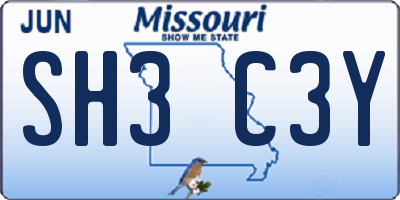 MO license plate SH3C3Y