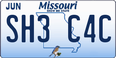 MO license plate SH3C4C