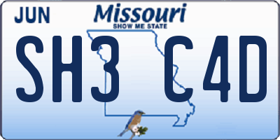 MO license plate SH3C4D