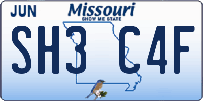 MO license plate SH3C4F