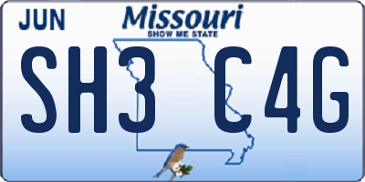 MO license plate SH3C4G
