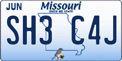 MO license plate SH3C4J