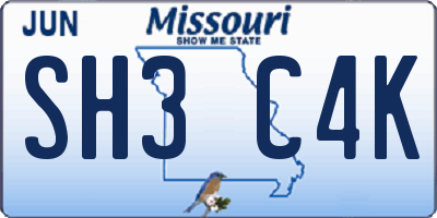 MO license plate SH3C4K