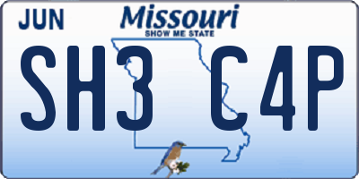 MO license plate SH3C4P