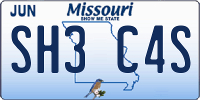 MO license plate SH3C4S