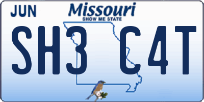 MO license plate SH3C4T
