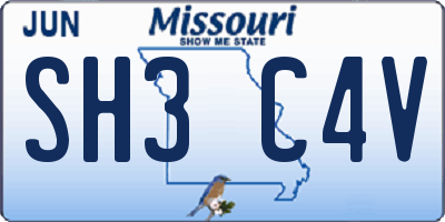 MO license plate SH3C4V