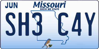 MO license plate SH3C4Y