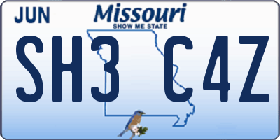 MO license plate SH3C4Z