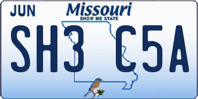 MO license plate SH3C5A