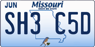 MO license plate SH3C5D