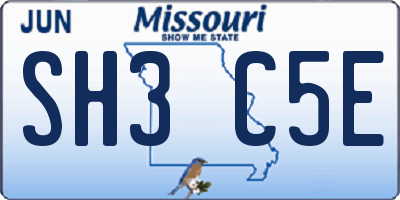 MO license plate SH3C5E