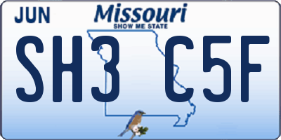 MO license plate SH3C5F