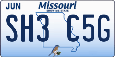 MO license plate SH3C5G