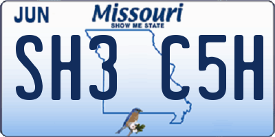 MO license plate SH3C5H