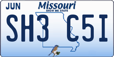 MO license plate SH3C5I