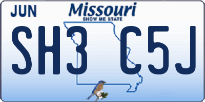 MO license plate SH3C5J