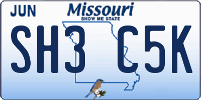 MO license plate SH3C5K