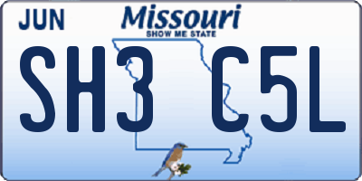 MO license plate SH3C5L