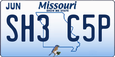 MO license plate SH3C5P