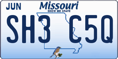 MO license plate SH3C5Q