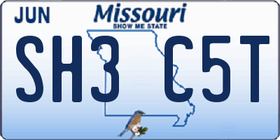 MO license plate SH3C5T
