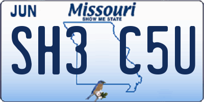 MO license plate SH3C5U