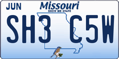 MO license plate SH3C5W