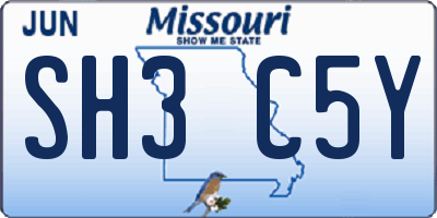 MO license plate SH3C5Y