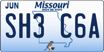 MO license plate SH3C6A
