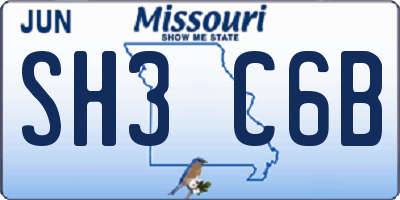 MO license plate SH3C6B